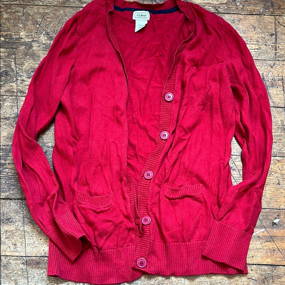 L.L. Bean Women's Red Cardigan Sweater
